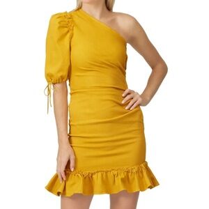 Jonathan Simkhai One Shoulder Asymmetric Denim Dress